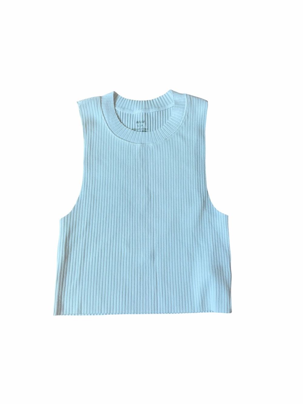 AERIE White Ribbed Rebel Crop Top Tank Sleeveless Muscle Women’s Size Small NWT - Picture 2 of 8
